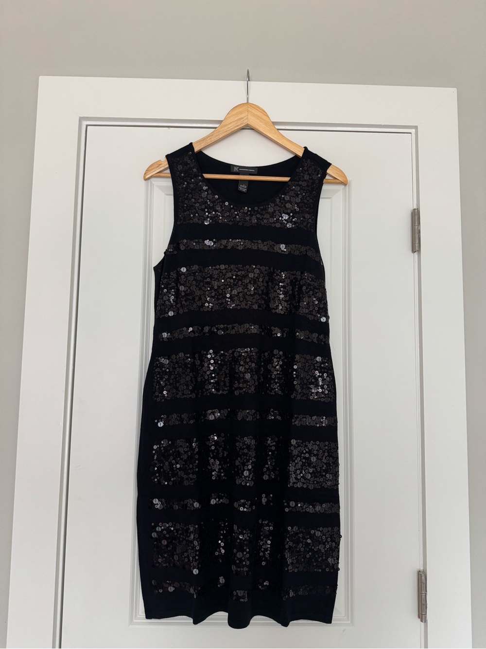 INC International Concepts Black Sequin Stripe Mini Dress